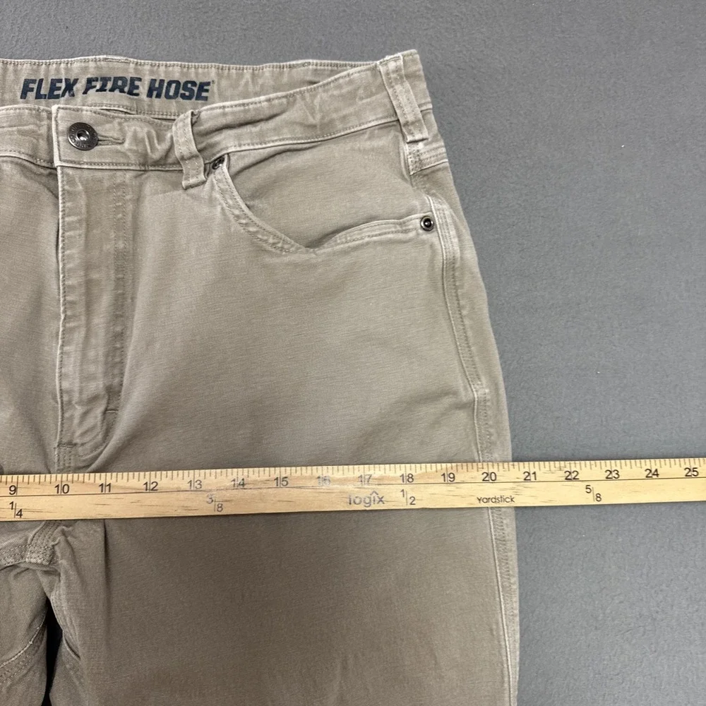 Duluth Flex Fire Hose Relaxed Fit 5 Pocket Pants Men 36x32 (32x30) Khaki Stretch
